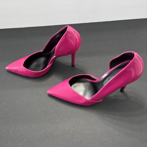 Aldo Fuchsia Pink Shiny Patent Leather Toe Pumps Sexy Stiletto Slip-on Size 7.5 - Picture 5 of 10